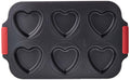 Prestige Non Stick Heart Muffin Pan, 6 Pieces, Black