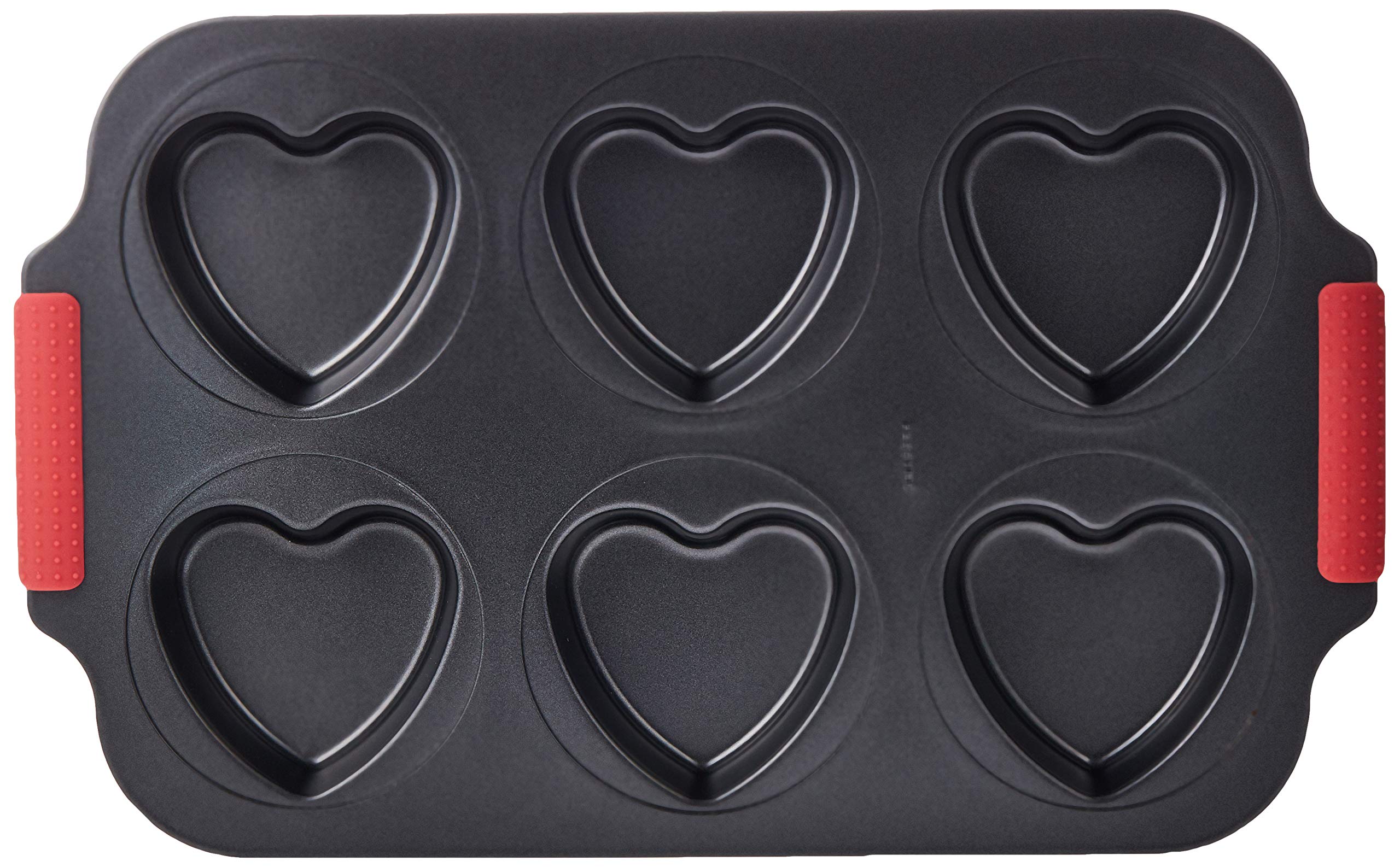 Prestige Non Stick Heart Muffin Pan, 6 Pieces, Black