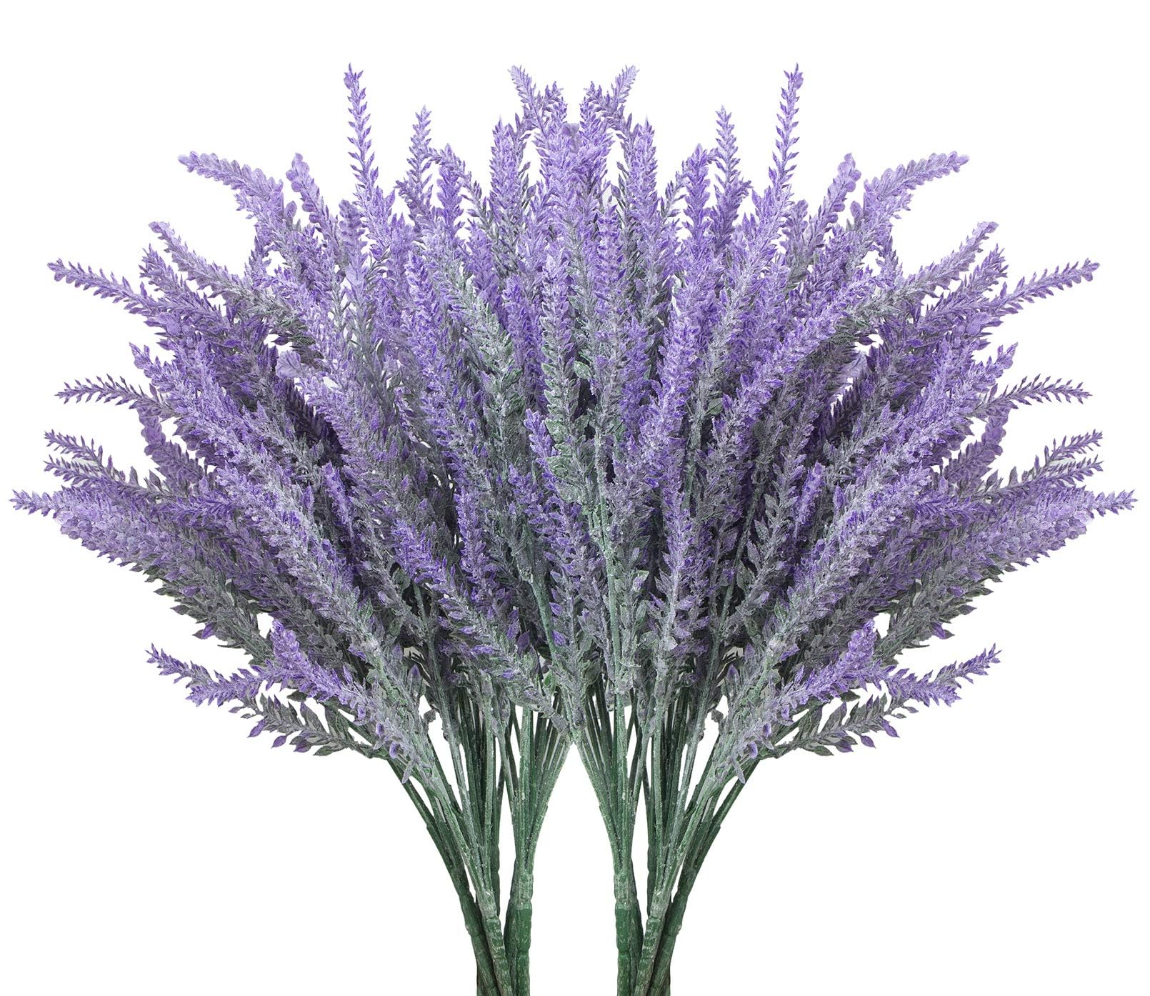 8 Bundles Fake Flowers Artificial Lavender Faux Plastic Plants for Home Decor Wedding Kitchen Garden Patio Porch Window Box Office Table Centerpieces Indoor Outdoor Decorations, Purple