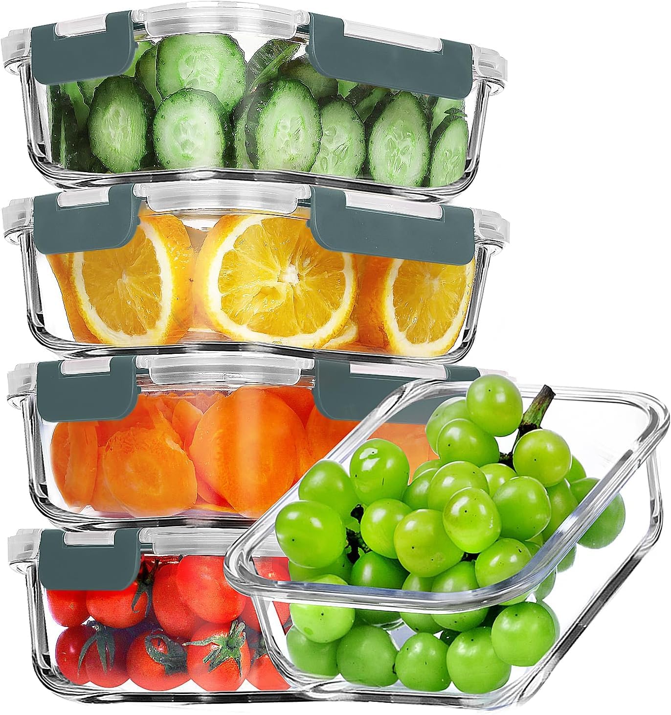4-Pack Meal Prep Container Set,1000ml Glass Food Storage Containers, Airtight Glass Container with Leak-Proof Lids, BPA-Free, Perfect for Kitchen Storage, Microwave,Freezer & Dishwasher
