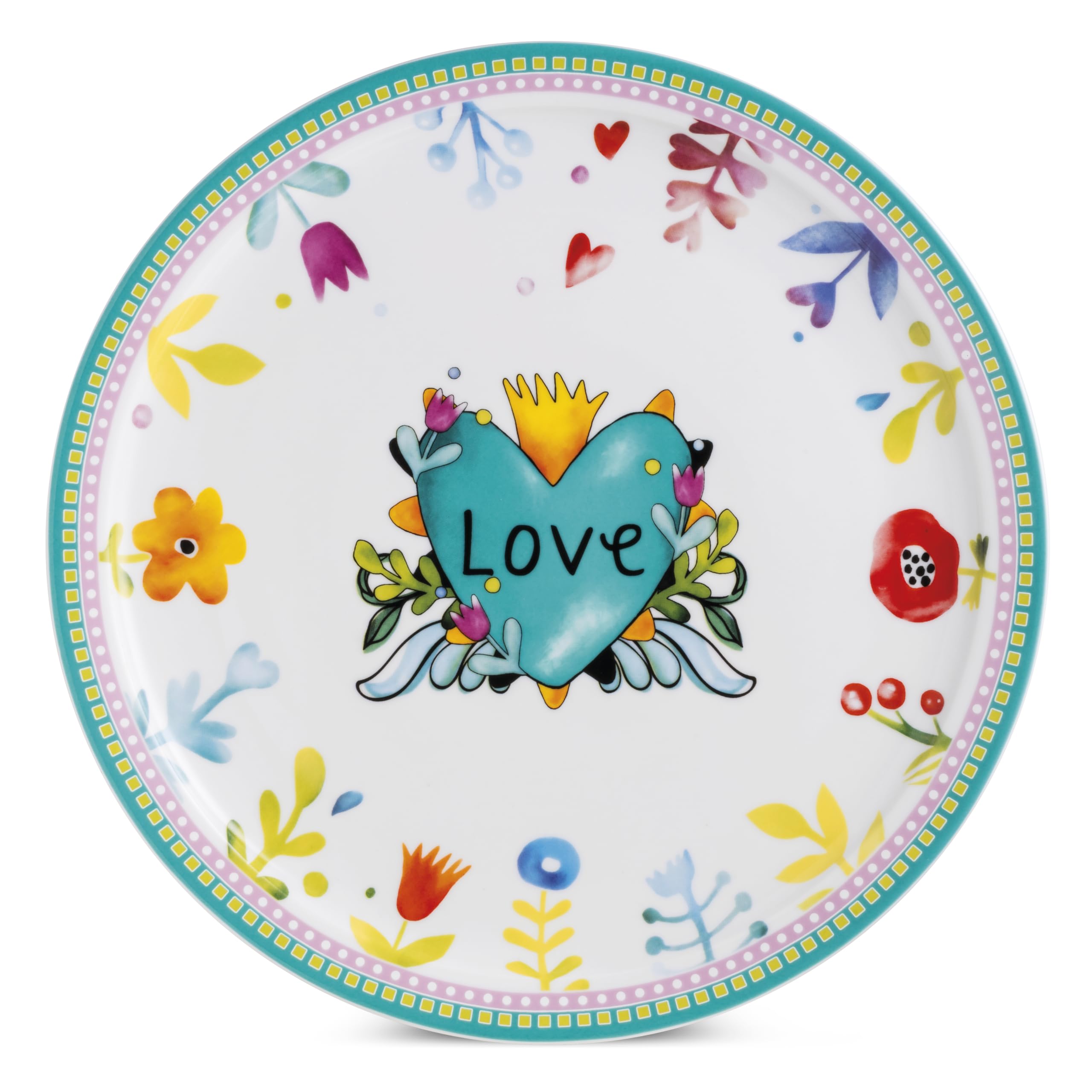 Egan Serving Plate - Love Collection Turquoise Heart Serving or Pizza Plate Diameter 31 cm Elegant & Durable Serving Dish Romantic Valentine's Tableware, Dishwasher Safe