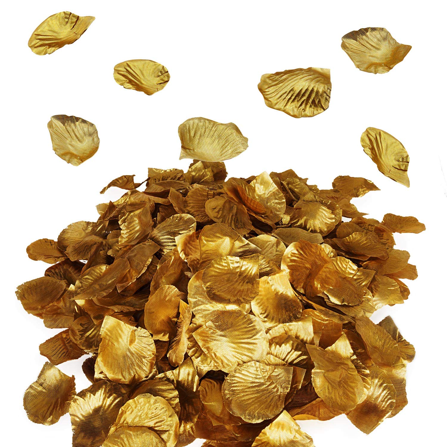 (Gold) - Metallic Gold Silk Flower Artificial Rose petals for Wedding Aisle, Party Favour & Table, Vase, Home Decoration , 1000 PCS