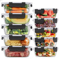 Glass Food Storage Containers 10 Pack, Glass Meal Prep Containers with Snap Lock Leakproof Lids, Reusable Microwave safe BPA-free Lunch Boxes (10 Containers & 10 Lids) 1040ml & 370ml…
