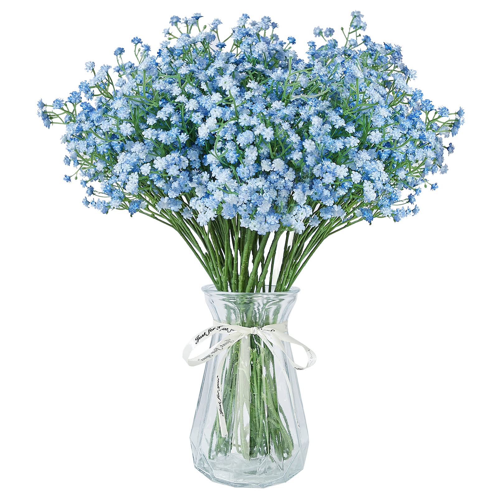 (Baby Breath Blue) - 12 Pcs Babys Breath Artificial Flowers, Gypsophila Real Touch Flowers for Wedding Party Home Garden Decoration Blue
