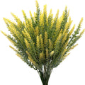 Artificial Lavender Yellow 4 Bundles, Lifelike Faux Flowers Foliage Leaves Plant for Wedding Bouquets, Outside Hanging Planter, Farmhouse Indoor Outdoor Patio Home Decor