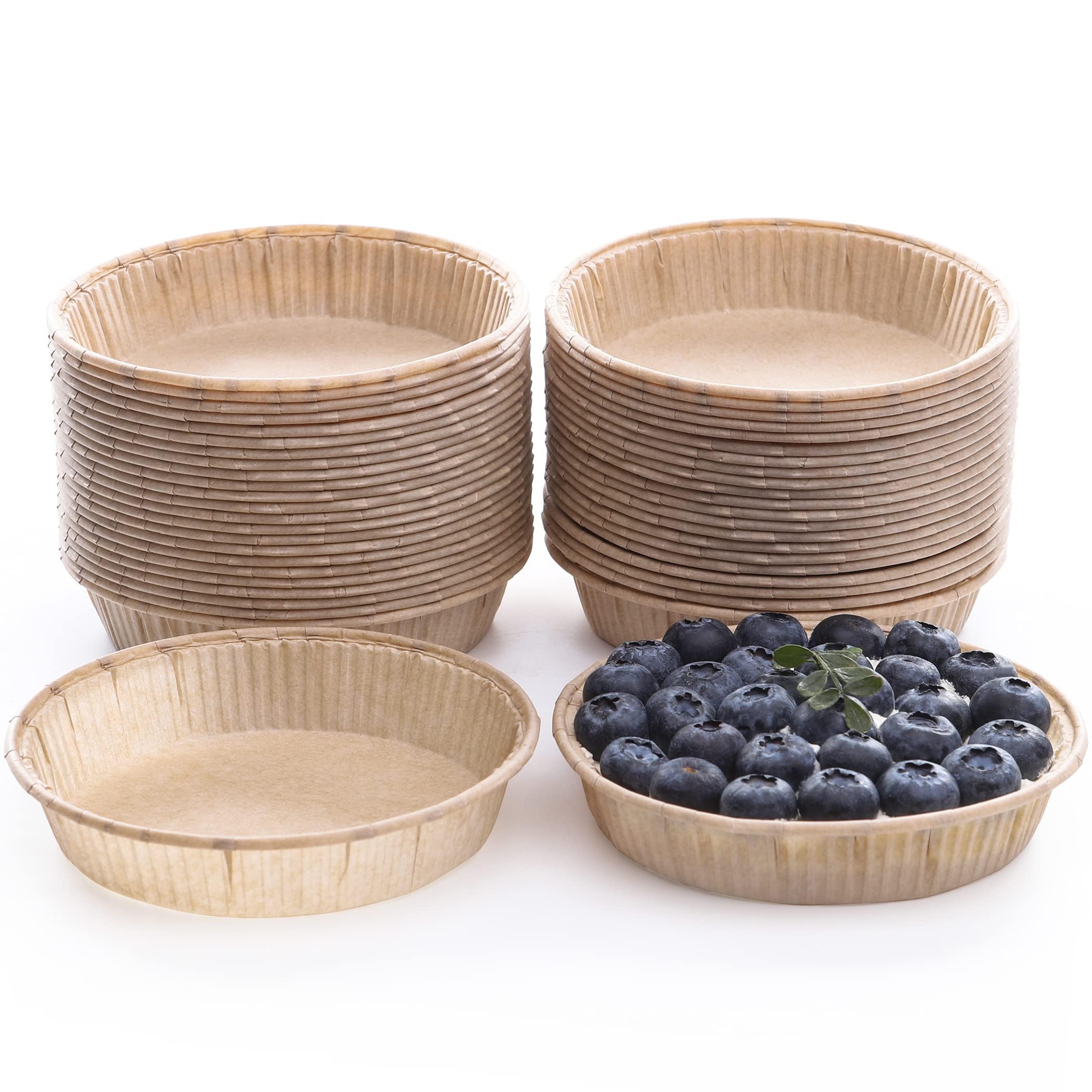 Excefore Mini Pie Pans, 100 pcs Mini Pie Tins, 4 Inch Mini Paper Tart Pans for Baking, Non-stick Unbleached Quiche Baking Dish, Disposable Quiche Baking Dish, Oven safe, Microwave safe
