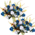 4 Bunches of Artificial Roses.?48 Small Roses?Plastic Silk Flower, Suitable for Plant Decoration of Family Hotel Wedding Christmas Office Table.?Dark Blue?…