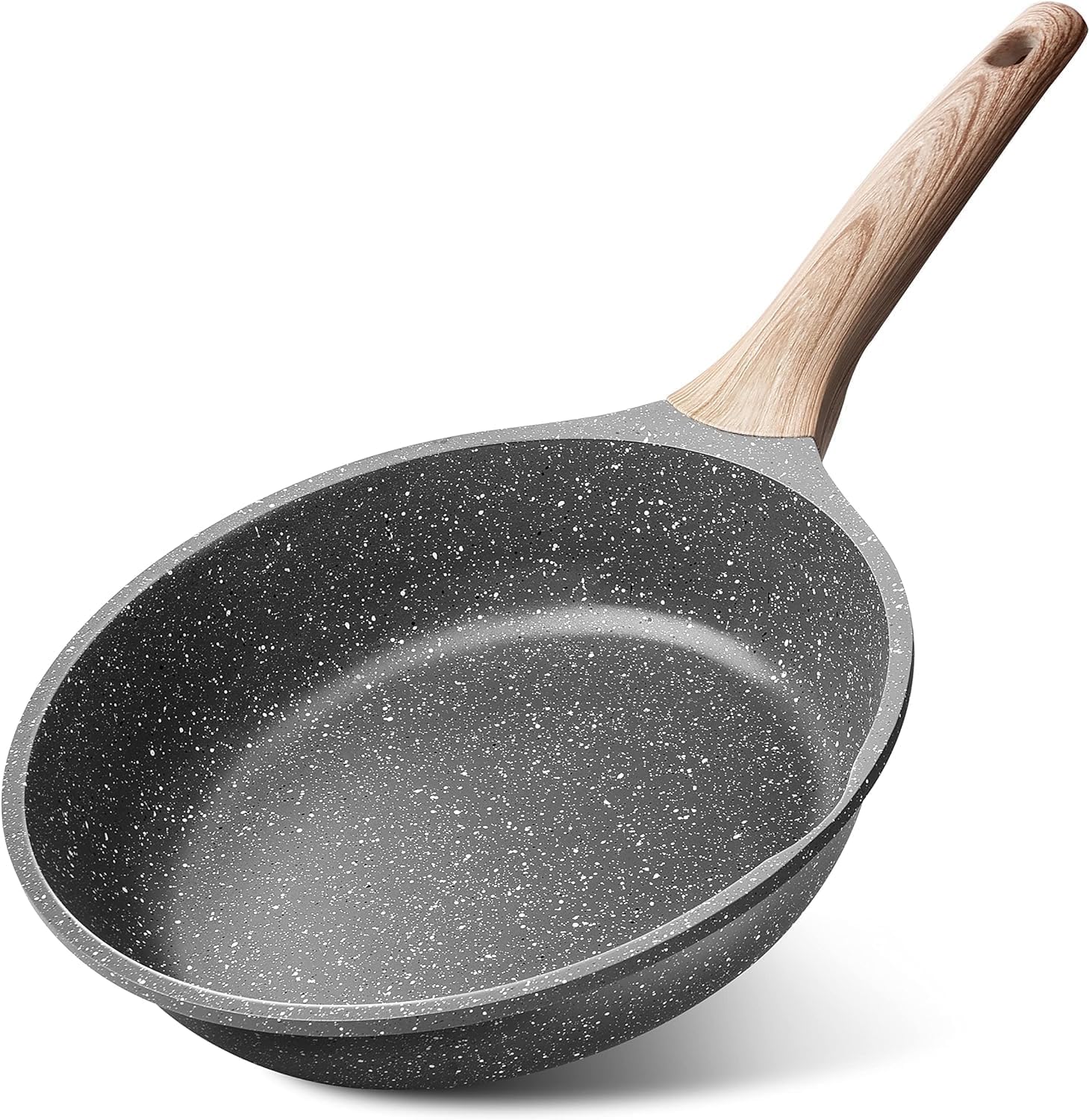 Caannasweis Nonstick Frying Pan Kitchen Granite Skillet, Non Stick Omelette Frying Pans, Omelet Egg Pan, Stone Cookware Chef's Pan, Induction Compatible, PFOA Free Pans for Cooking Gift 20CM