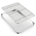 Joyfair 16 Inch Baking Pan with Rack Set, Stainless Steel Oven Sheet Pan Tray with Cooling Rack, For Cookies, Bacons, Meat, Non-toxic & Heavy Duty, Rust-free & Dishwasher Safe - 1 Pan & 1 Rack