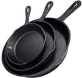Cast Iron Skillet 3-Piece Set - Best Heavy-Duty Professional Restaurant Chef Quality Pre-Seasoned Pan Cookware Set - 10", 8", 6" Pans - Great For Frying, Saute, Cooking, Pizza & More,Black