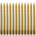 Jaffiust 12PCS Tapered Candles 10 Inch Unscented Smokeless Burning Candles for Home, Weddings, Birthday Parties and Home Decor (Gold)