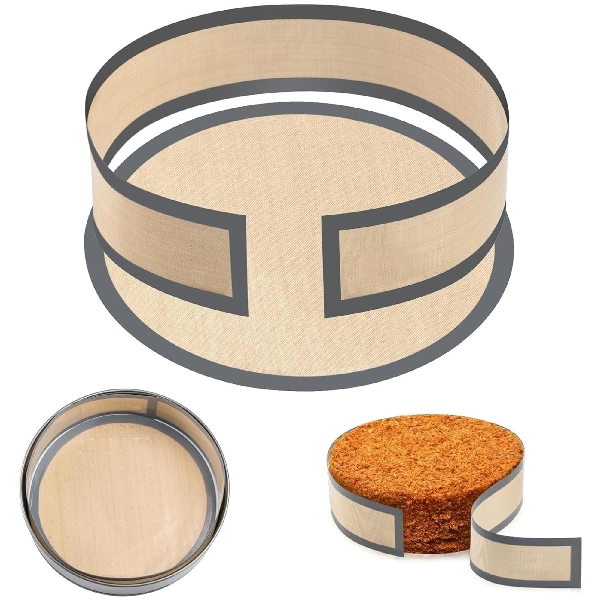 Silicone Baking Mat Set - 1 Long Strip & 1 Round Non-Stick Baking Pad, Heat-Resistant for Oven, Dishwasher Friendly, Reusable Baking Accessories for Cookies, Pastries & More