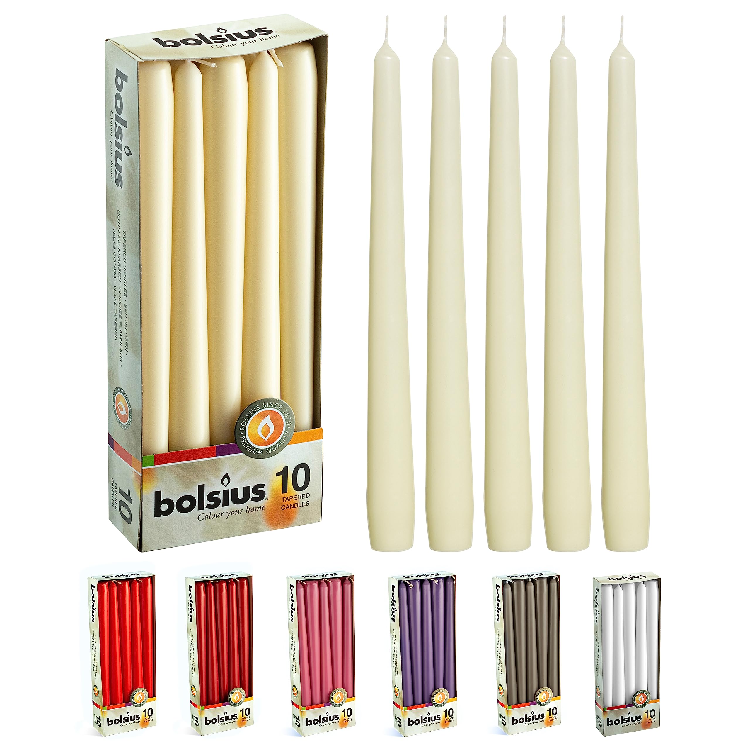 BOLSIUS Taper Candles 10 In. (10 Count-Ivory)