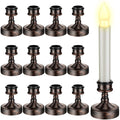 TERRIFI 12 Pieces Window Candle Taper Candle Holders Plastic Traditional Candlesticks for Table Centerpiece Pillar Candle Base Holder for Wedding Dinner Tables (Black)