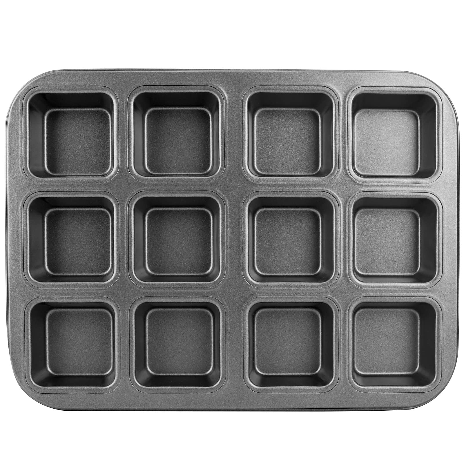 Beasea Brownie Pan 12 Cavity, Nonstick Brownie Cake Pan Mini Cheesecake Pan Cupcake Pan Carbon Steel Brownie Baking Tray Bakeware for Oven Baking