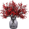 Artificial Flowers Bulk Real Touch Faux Gypsophila Bouquet Fake Plastic Silk Flowers for Home Kitchen Bedroom Wedding Festival Christmas Halloween Party Decoration (Red) 6 Pcs