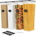 PREMIFY 4pcs Airtight Food Storage Container Set, 2.8L Plastic Kitchen Containers & Storage, Fridge & Kitchen Organizers Locking Lids & Labels & Marker, Rectangular (Space Saving) Leakproof, BPA-Free