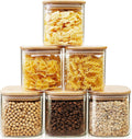 PREMIFY 6-Pack Glass Jars with Bamboo Lids 26oz –Airtight Mason Jars and Stackable Food Storage Containers for Coffee, Sugar, Pasta, Tea, Candy & Nuts