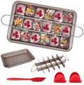 Non Stick Brownie Pans with Dividers, Brownie tin18 Pre-Slice Lattice Square Baking Cake Baking Tray,Champagne Gold