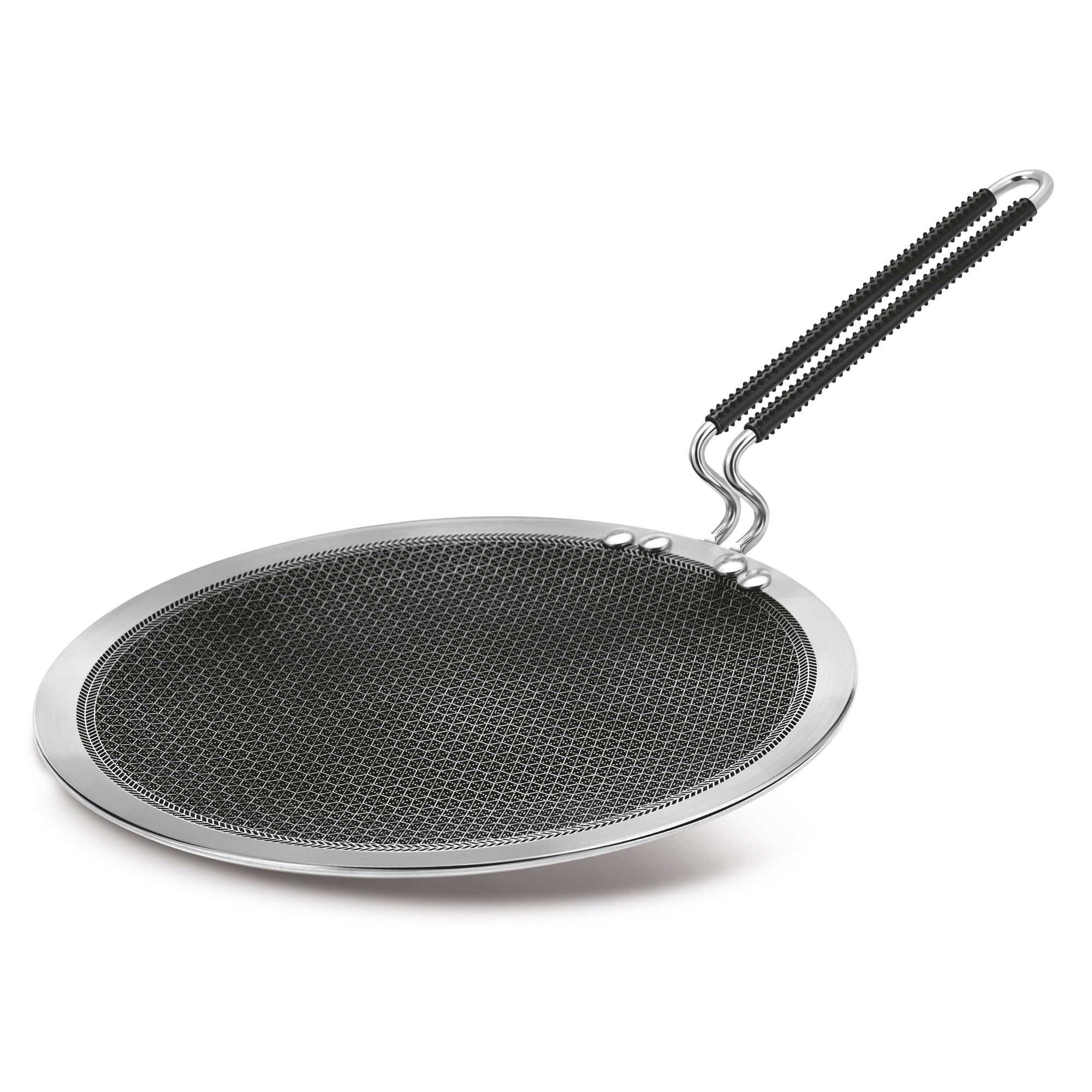 MILTON Pro cook Triply Hexa Tech Induction Stainless Steel Concave Tawa, 26 cm, Silver, Honeycomb Non-Stick Structure,SturdyHandle,Food Grade,Flame & Hot Plate Safe,Metal Spoon Friendly