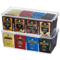 Lifewit 2 Pack Plastic Stackable Tea Bag Organizer, Divided Storage Bin Box for Kitchen Cabinets, Countertops, Pantry, Hold Coffee Pods, Sugar Packets, Condiments, 8 Sections