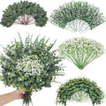 240 Pcs 4 Kinds Mixed Faux Eucalyptus Stems, Baby Breath Flowers Artificial Bulk with Greenery Stems for DIY Bouquets Wedding Home Floral Greenery Decor