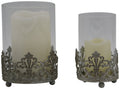 6J7030 Vintage Candle Holders - Set of 2, Silver