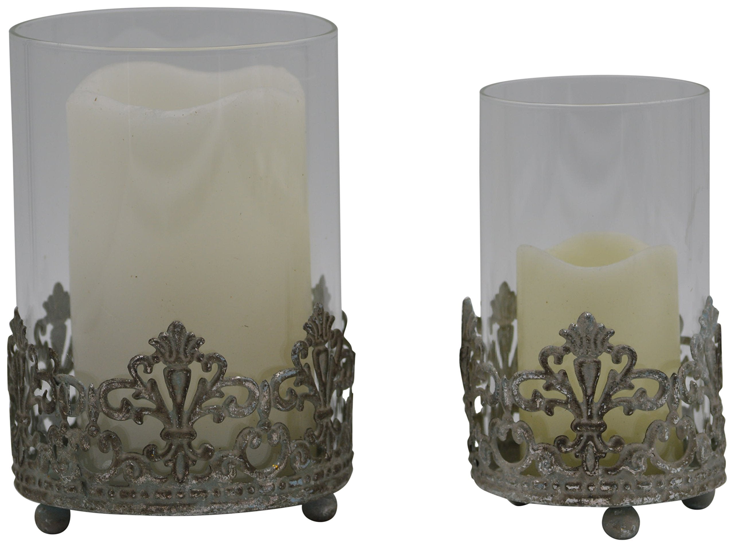 6J7030 Vintage Candle Holders - Set of 2, Silver