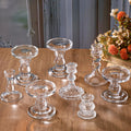 8 Pieces Glass Taper Candle Holders Clear Short Stripe Taper Candlestick Holders Bulk Elegant Glass Candle for Table Centerpiece Wedding Christmas Party Decor Festival Home Decoration