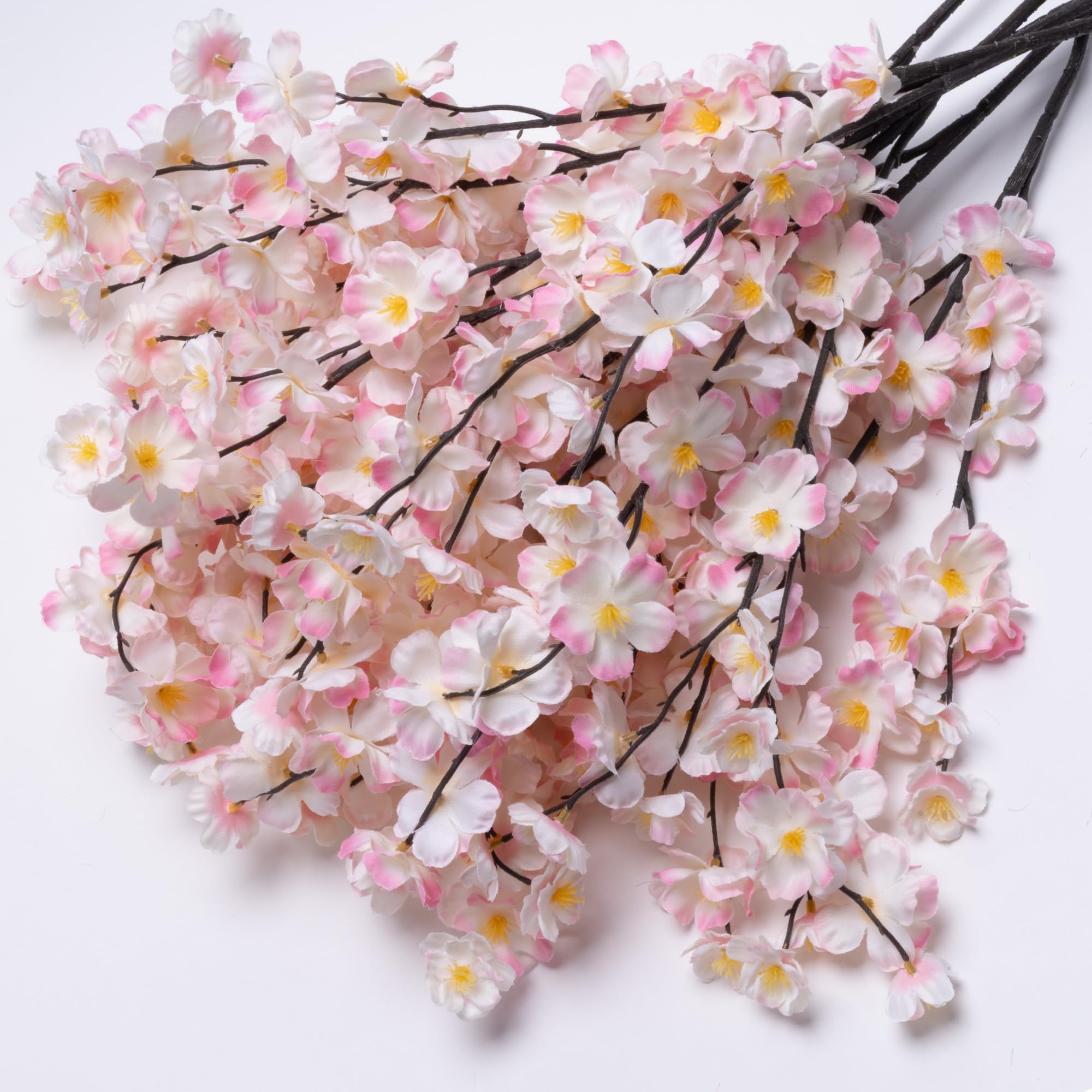 Artificial Fake Faux Blush/Pink 20 inch Cherry Blossoms Bushes, 8 Silk Flower Branches, (Set of 8, 20") for Home Decor, Home Decoration, Office Decoration, DIY Decoration for Wedding, Party