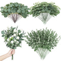 180 Pieces 3 Kinds Mixed Eucalyptus Leaves Stems Bulk Artificial Silver Dollar Eucalyptus Leaves Picks Dried Eucalyptus Bundle Faux Greenery Spray for Wedding Vase Bouquet Floral Arrangement Decor