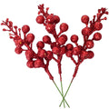 14 Pack Christmas Glitter Berries Stems, 7.8Inch Artificial Christmas Picks for Christmas Tree Ornaments, DIY Xmas Wreath, Crafts, Holiday and Home Decor, Red