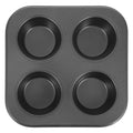 Alipis Muffin Baking Tray 4-Cup Non-Stick Cupcake Mold Oven Safe 4.72 Inch Deep Bakeware for Home and Professional Use Easy Clean Black