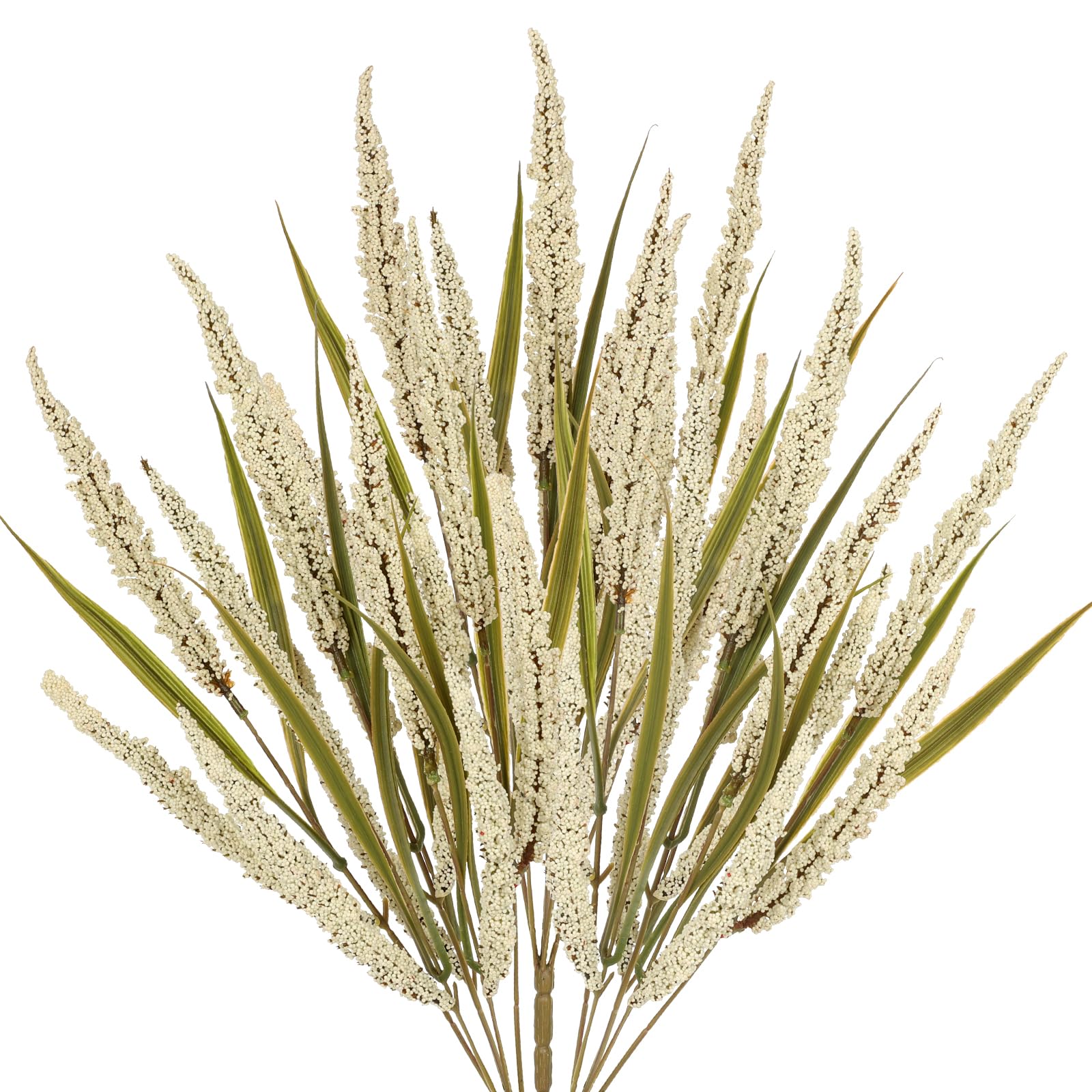 Fall Flowers Plants for Outdoor 3PCS Artificial Flowers Bushes Fake Wheat Branches Stems for Autumn Home Thanksgiving Wedding Party Vase Decor(White)