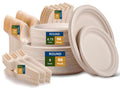 [250Pcs] Disposable Plate Sets for Dinner, Camping or Party, Plant-based Dinner Sets, Biodegradable, Microwave Safe, Serve for 50 People
