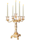 ROSYLINE Metal Candelabra 17" Height, Candle Holder with 5 Arms,Antique Bronze Furnish Candle Holder, Centerpiece for Home Decro,Wedding Event, Party,1 Pack Gold
