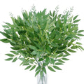 3 Bundles Italian Ruscus Greenery Stems,21.6in 55cm Artificial Green Leaf Willow Leaves Bouquet for Floral Arrangement Home Wedding Party Garden Farmhouse Table Centerpiece Decor