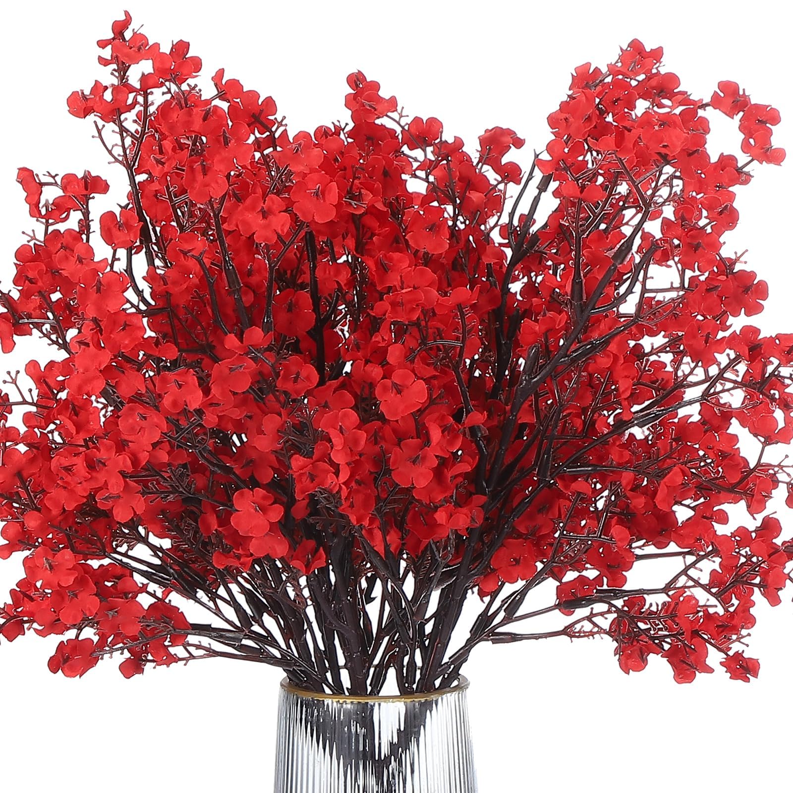 Artificial Flowers, 5pcs European Fake Flowers DIY Bouquet Fake Floral for Home Garden Kitchen Decor Wedding Party Decoration Red