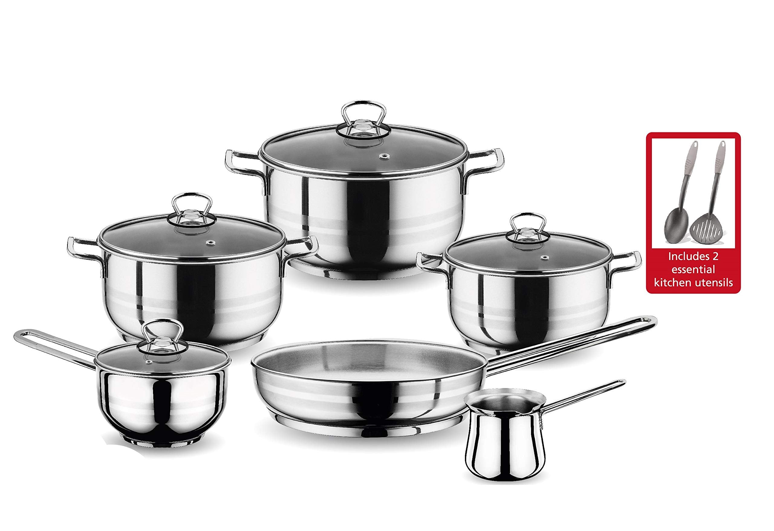 Prestige Stainless Steel Cookware Set, 12 Piece, Silver