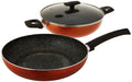 Bergner Ultra 3Pcs Cookware Set, Frypan 28cm + Kadai With Lid 28cm, Orange Colour, Pressed Aluminium, Induction Bottom, BG31310Or