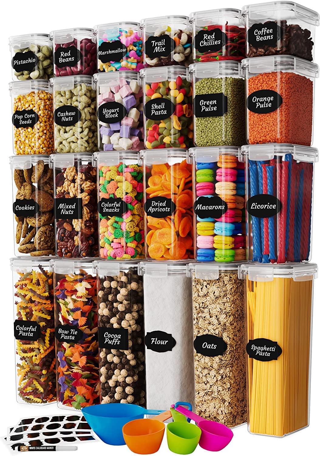 Valuxe Food Storage Containers | 24pcs Airtight Stackable Plastic Kitchen Containers & Storage Set | BPA Free Dishwasher & Freezer Safe