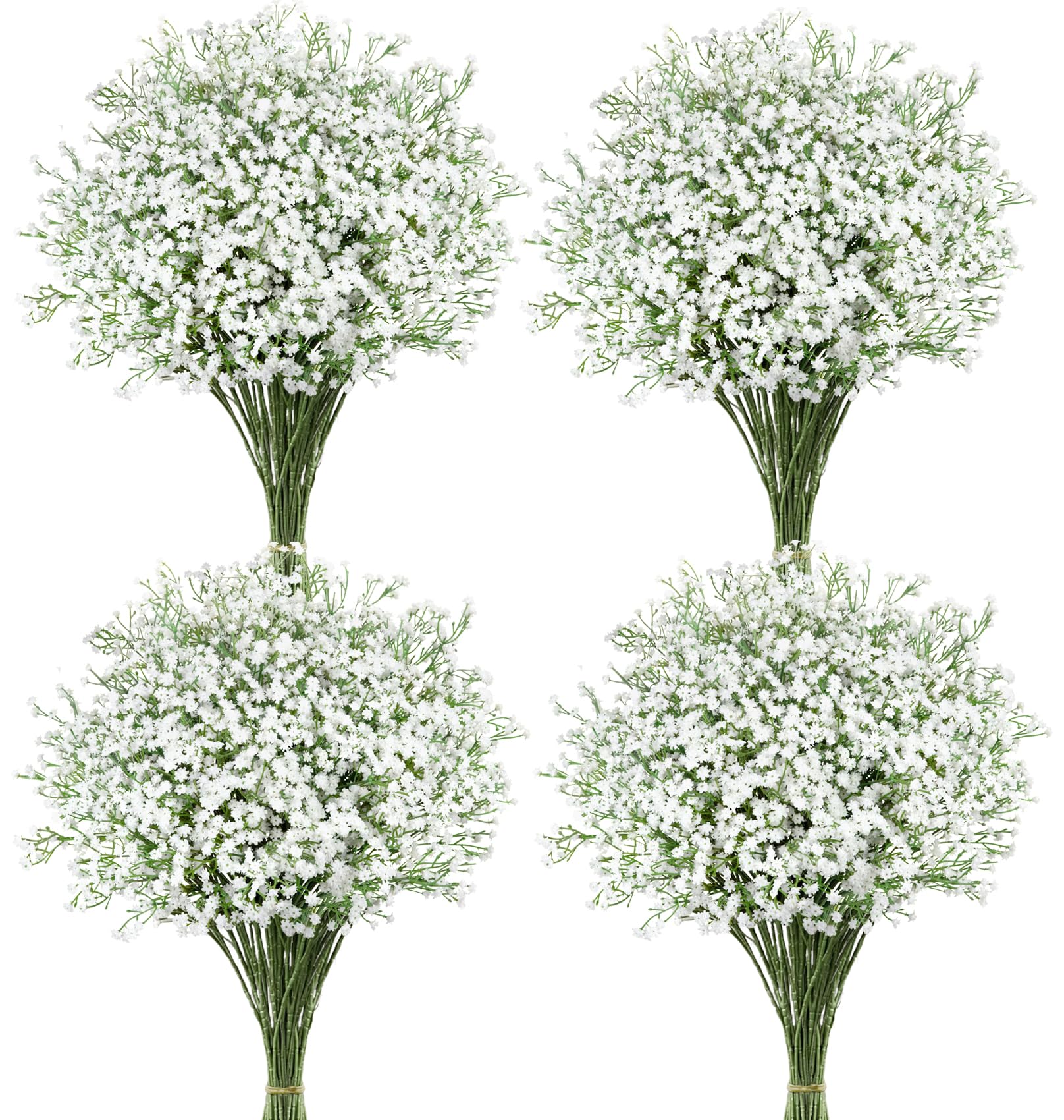 Babys Breath Artificial Flowers, 18 Pcs White Fake Baby Breath Flowers Artificial Bulk Real Touch Faux Gypsophila Bouquets for Wedding Floral Arrangement Party Home Decoration