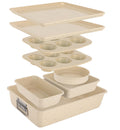 NutriChef 8-Piece Stackable Bakeware Set - Carbon Steel Non-Stick Baking Pan Set, Sheet, Muffin, Round, Loaf, Square Cake & Deep Pans, 450°F Heat Resistant, Standard & Convection Ovens (Marble Cream)