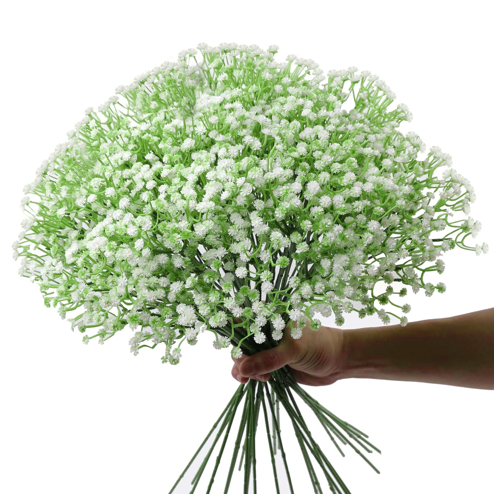 Artificial Babys Breath Faux Flowers 12pcs Simulation Babysbreath Fake Flower Gypsophila White Lifelike DIY Pertain Flowers Crafts for vase arrangements Wedding Bouquet Home Garden Party Decoration