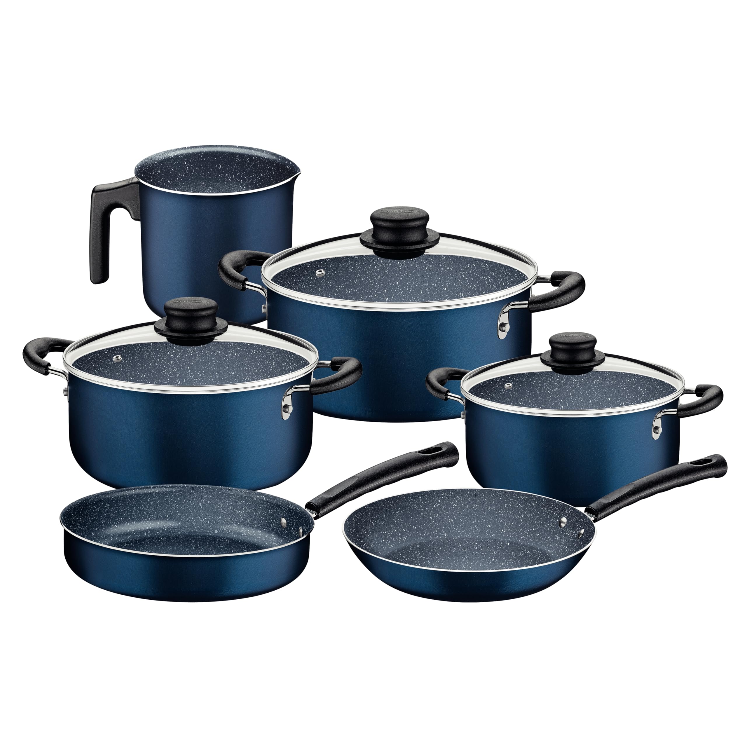 Tramontina 9 Pieces Blue Aluminum Cookware Set with Interior and Exterior Starflon Max Nonstick Coating