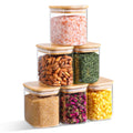 ComSaf 26oz Glass Jars with Bamboo Lids, Airtight Spice Jars and Food Container Set, Stackable Containers for Kitchen Food Storage, Perfect for Coffee, Sugar, Pasta, Tea, Candy, and Nuts