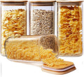 PREMIFY Set of 3 Airtight Glass Storage Containers 50oz Food Canisters with Bamboo Sealing Lids – Clear Mason Jars for Noodles, Rice, Flour, Cereal, Sugar, Tea & Coffee Beans