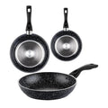 Westinghouse USA 5 Piece Black Marble Cookware Set – 24cm Casserole, 28cm Low Casserole & 30cm Fry Pan | Pressed Aluminum, 3-Layer Marble Non-Stick, Induction Compatible