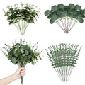 Eucalyptus Leaves Stems Bulk 120 PCS 3 Kinds Mixed Artificial Flowers Garland Eucalyptus Picks Bundle Faux Flowers Spray for Wedding Vase Bouquet Floral Arrangement Home Decor