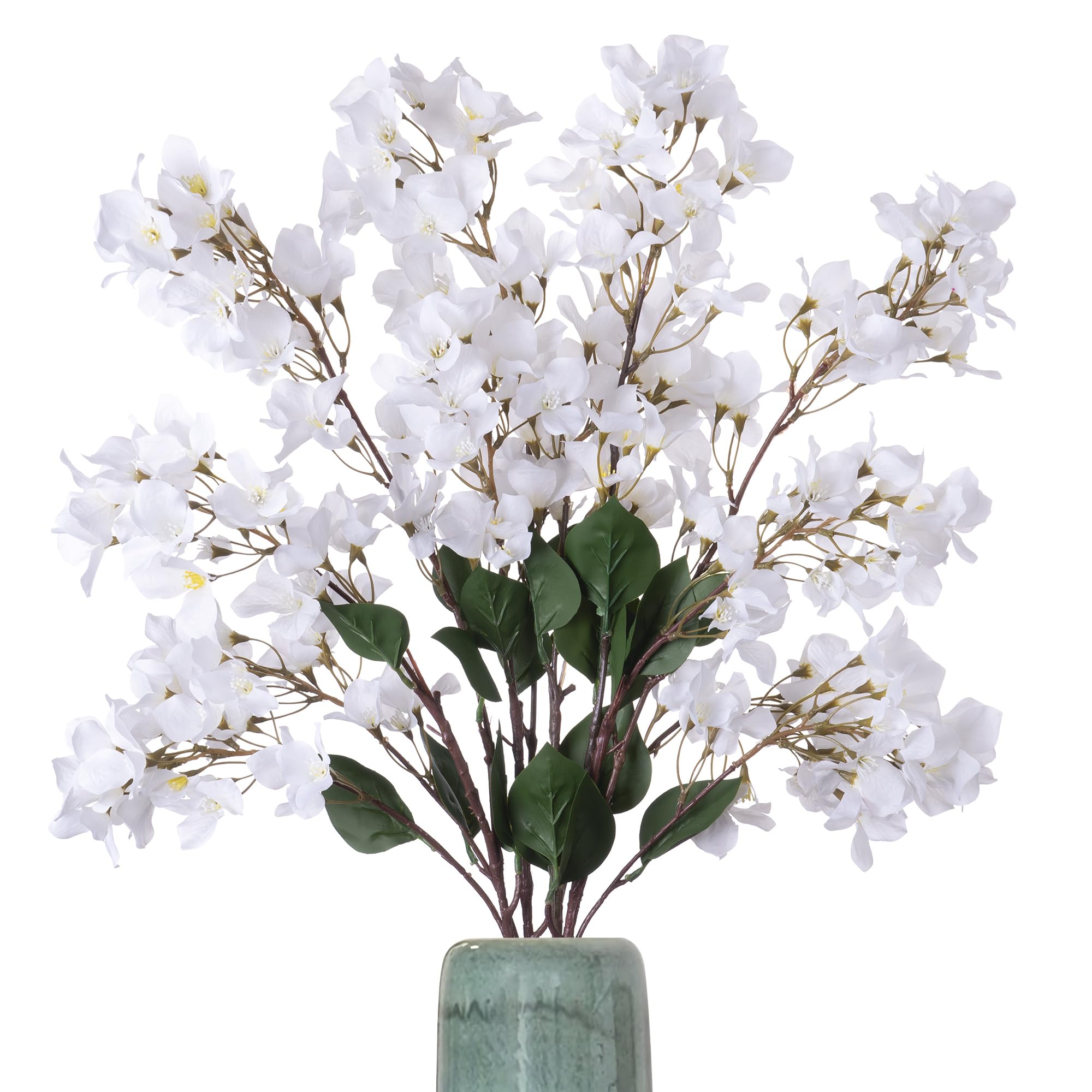 4 PCS Artificial Plum Blossom Bouquet Flowers,Silk Bougainvillea Bouquet for Home Kitchen Table Centerpieces Garden Party Indoor Outdoor Decoration(White)